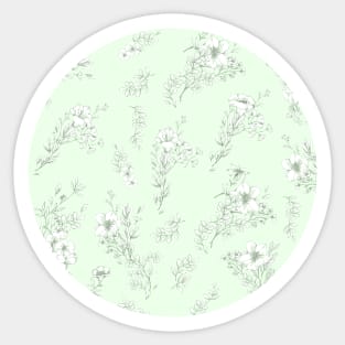 Flowers on pastel green Sticker